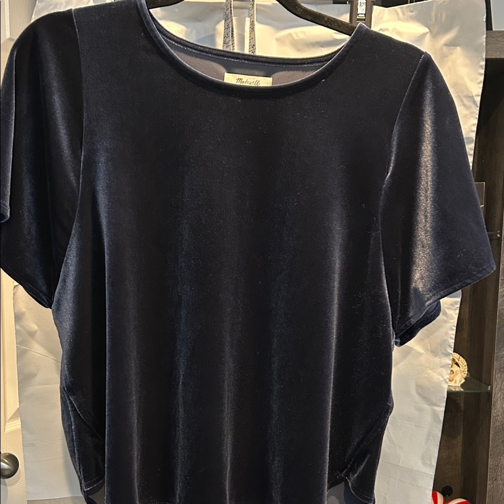 MADEWELL Midnight Blue Velvet Tee SIZE Small